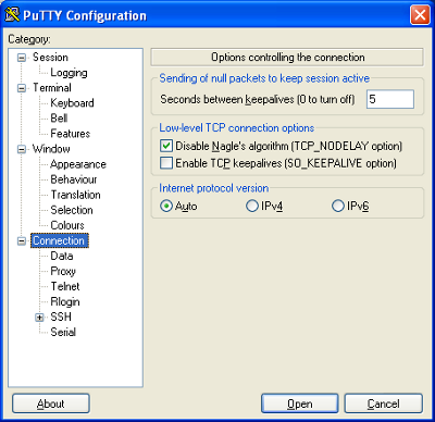 Putty Session Timeout Settings